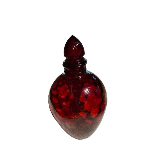 Vintage Wheaton Depression HoneyComb Red Glass Decanter Bottle 10" - Picture 7 of 7
